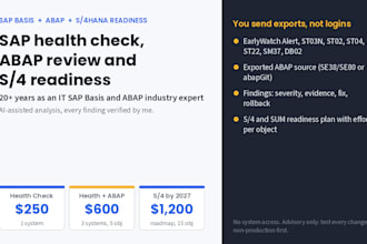 review your sap basis health, abap code and s4hana readiness from exports