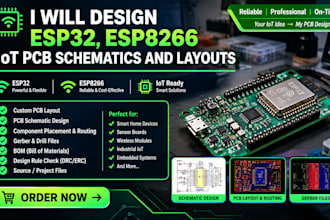 design esp32, esp8266 iot pcb schematics and layouts