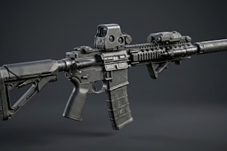 create 3d fps weapon, low poly weapon, 3d sci fi gun, pbr texture, game weapon