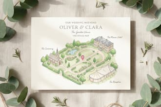 design a custom wedding map, invitation map, venue map illustration