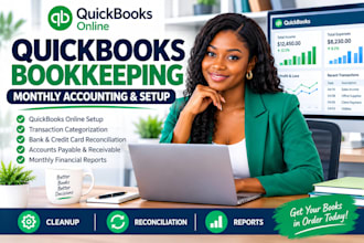 do monthly accounting and bookkeeping in quickbooks online with setup