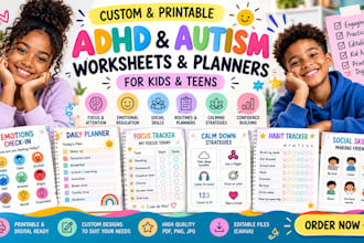 create canva adhd planners and autism worksheets for kids and teens