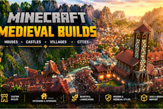 build minecraft medieval houses, castles, villages, and cities