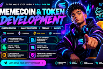 create memecoin token smart contract presale solana ethereum bnb launch service
