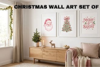 design christmas wall art santa wall art watercolour  holiday print poster print