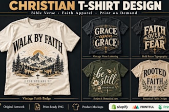 create christian t shirt designs bible verse typography printful printify pod