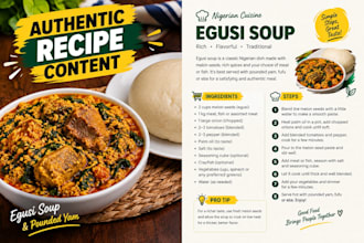 write an authentic egusi soup and pounded yam recipe or blog post
