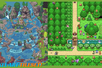 create pixel art tileset, top down game assets, pixel background and rpg maps