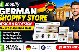 design redesign german shopify store, german dropshipping, german website