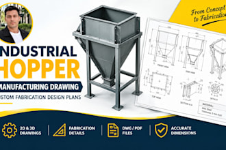 industrial hopper manufacturing drawing and custom fabrication design plans