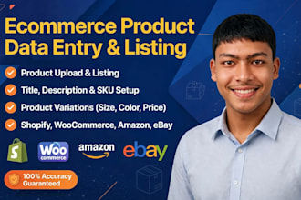 do ecommerce product data entry, product listing, and store data entry