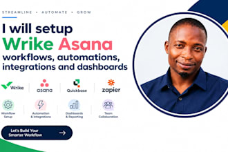 setup wrike asana workflows, automations, integrations and dashboards