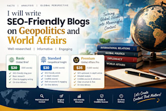 write SEO friendly blogs on geopolitics and world affairs