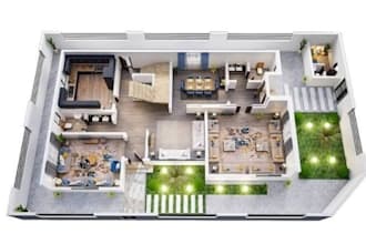 do 2d and 3d floor plans for villa,apartment,bungalow,farmhouse,townhouse,hotel