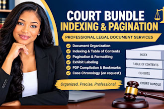 prepare, organize, index paginate and format court bundle and legal PDF document