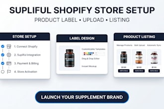 design supliful shopify store, upload supliful products supliful product label