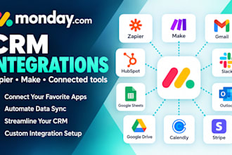 integrate monday com CRM with zapier or make to automate workflows