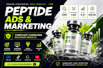 create complaint free peptide ads, do peptide marketing to reach 500k audience