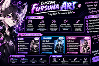 draw a custom fursona character and furry art