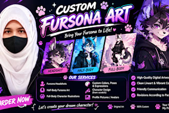 draw a custom fursona character and furry art