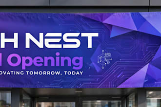 design modern business banner shop signage and storefront