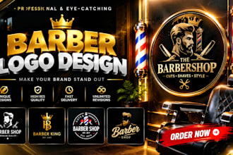 design a professional barber logo and barbershop branding