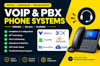 install and troubleshoot vicidial, 3cx, freepbx, asterisk, magnusbilling