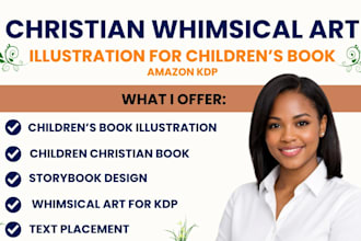 create christian children text placement for whimsical art book illustration KDP
