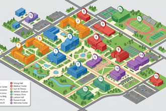 design a custom campus map, school, hospital, floor plan map