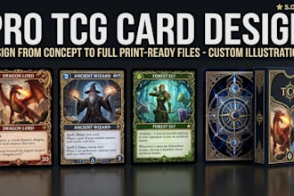 design a custom tcg card templates and trading card game box packaging