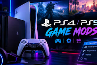 create custom ps4 ps5 game mods, mod menus and game enhancements