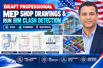 draft professional mep shop drawings and run bim clash detection