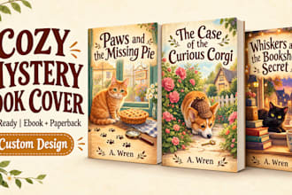 design a cozy mystery book cover and KDP book cover design