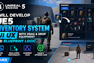 develop ue5 inventory system UI UX with drag drop equipment and blueprint logic