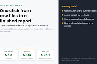 one click excel to PDF CSV report automation in 24h