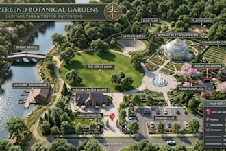 design wayfinding map, campus map, school map, park map and facility