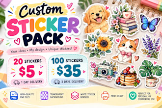 create custom digital and printable kawaii sticker packs