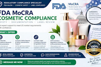 prepare fda mocra cosmetic safety reports and review label compliance