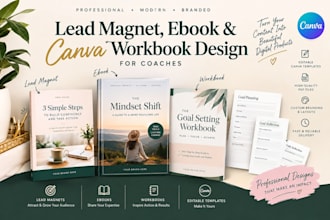 design branded lead magnet, canva ebook, and canva workbook for coaches
