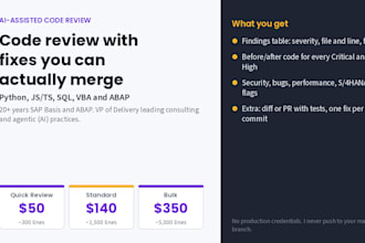 review your python, javascript, sql or abap code for bugs and security