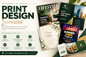 setup professional magazine ads brochures and wedding flyers