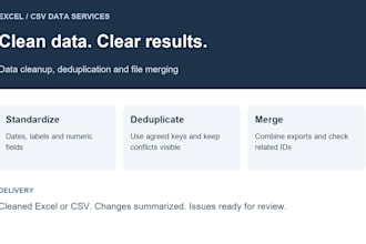 clean, deduplicate and merge your excel or CSV data