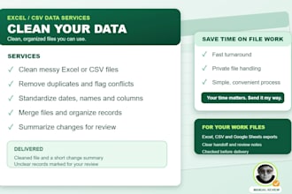 clean, format and merge your excel or CSV data