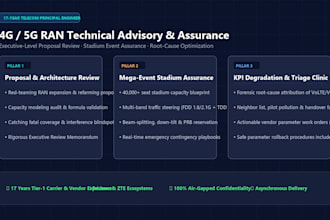 provide 4g 5g ran technical advisory, plan review, and event assurance
