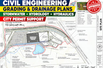 civil hydrology hydraulic engineer city permit grading and drainage plan pe seal