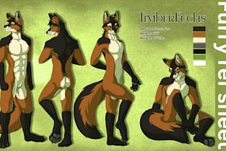 draw custom furry reference sheet, furry anthro character, oc ref sheet fursuit