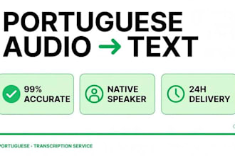 transcribe portuguese audio to text with high accuracy