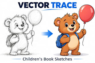 vector trace your sketch for childrens book printing