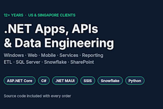 do dot net apps, reporting, etl, database and snowflake projects