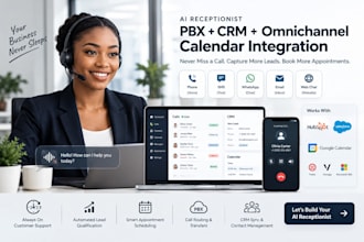 build an ai receptionist with pbx CRM and ominichannel calendar integration web